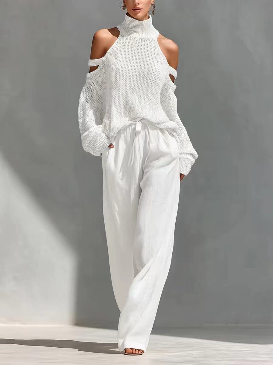 Conjunto de Punto y Lino de Moda