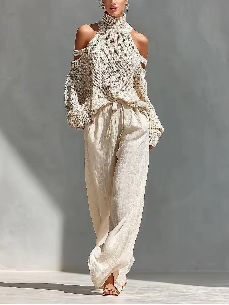 Conjunto de Punto y Lino de Moda