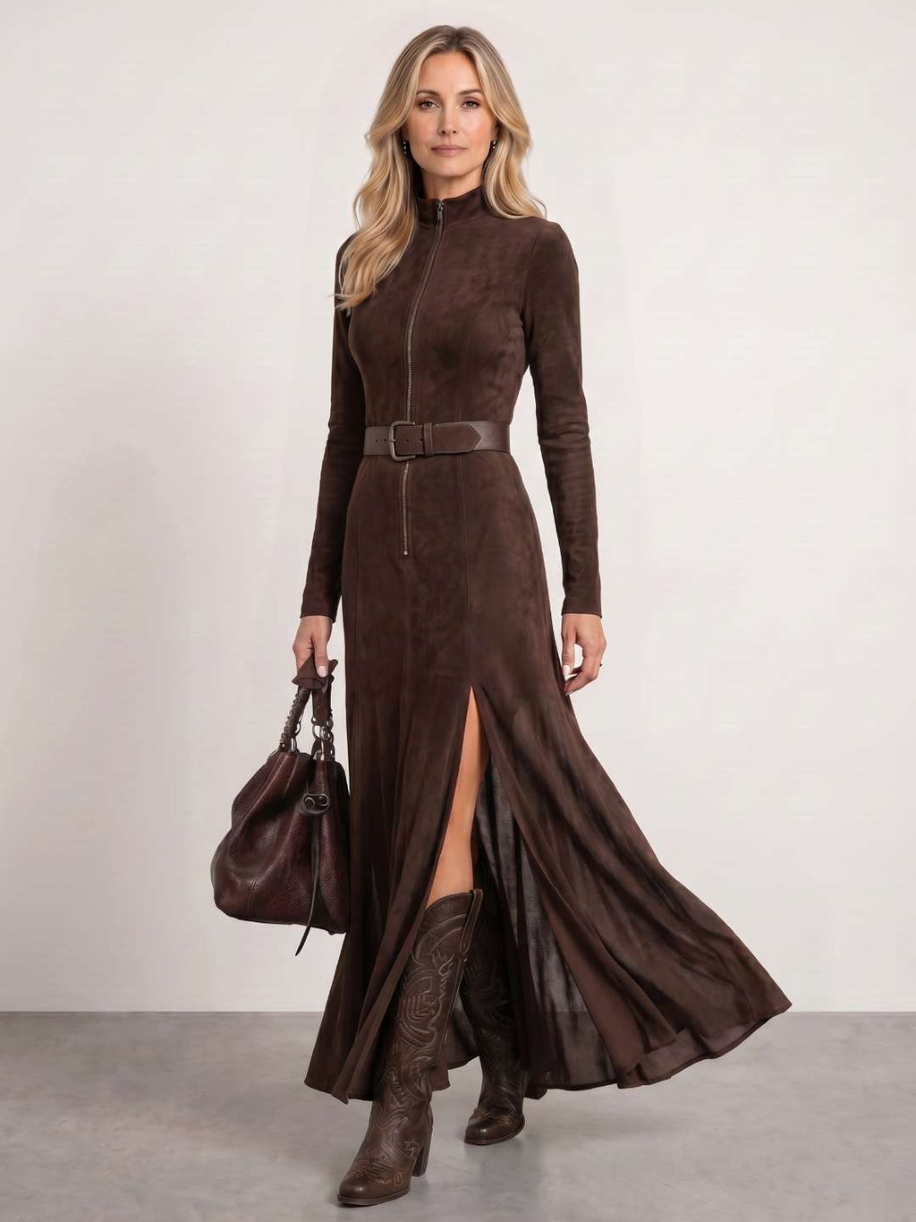 Vestido de antelina marrón
