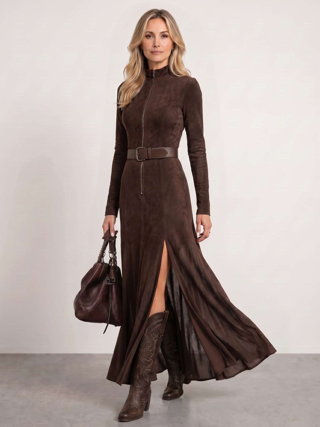 Vestido de antelina marrón