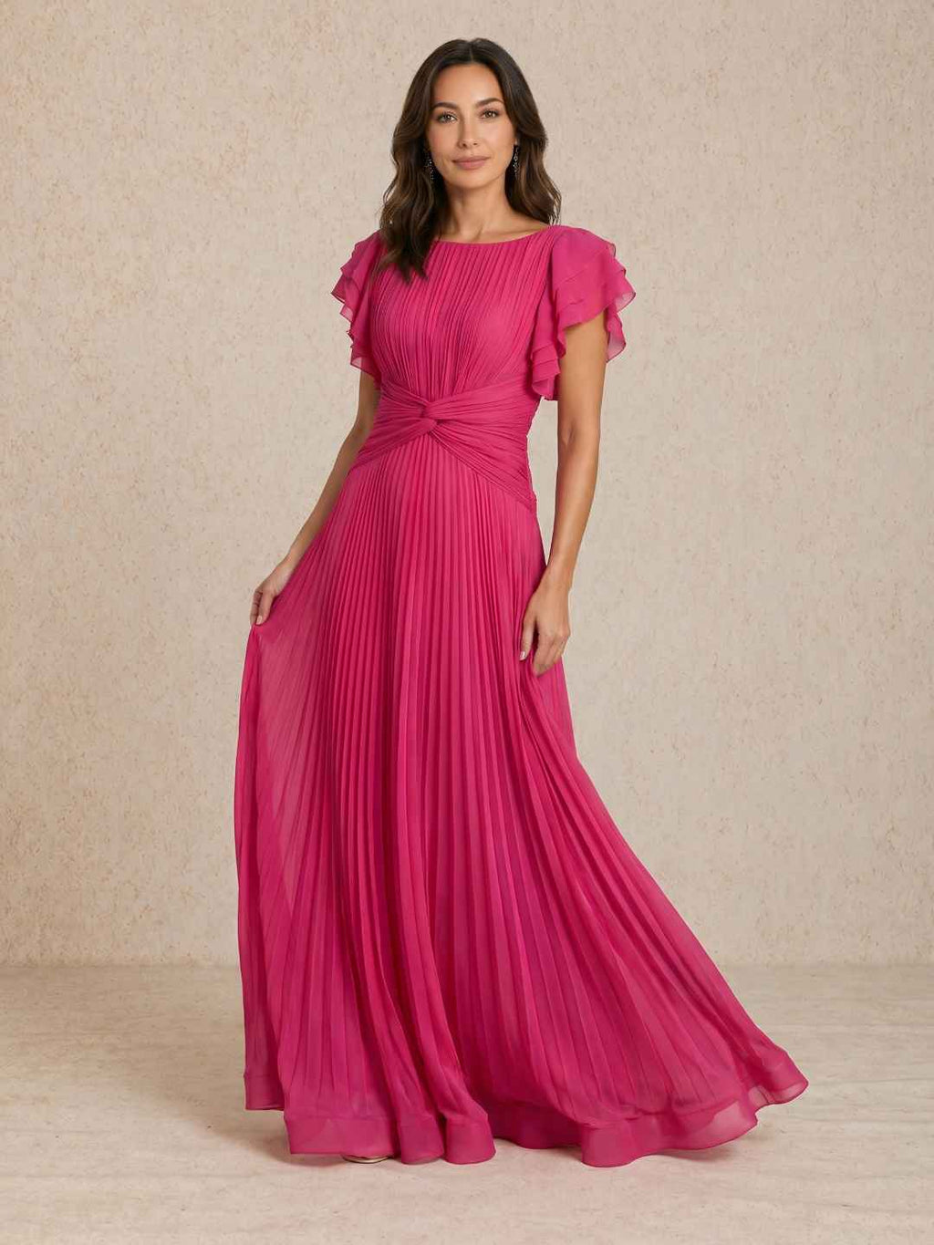 Vestido plisado con detalle nudo