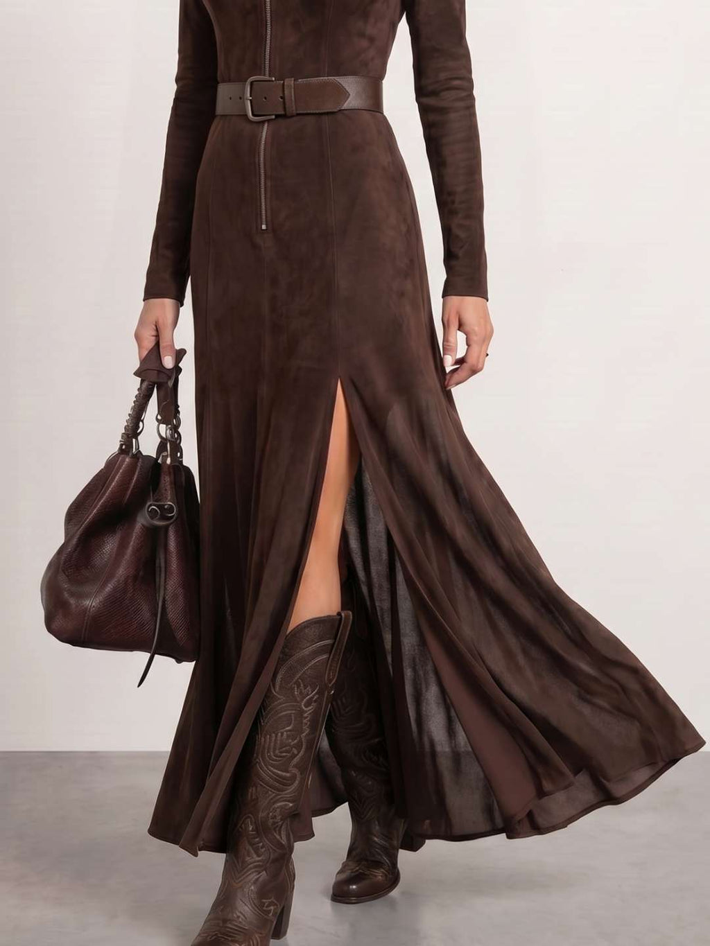 Vestido de antelina marrón