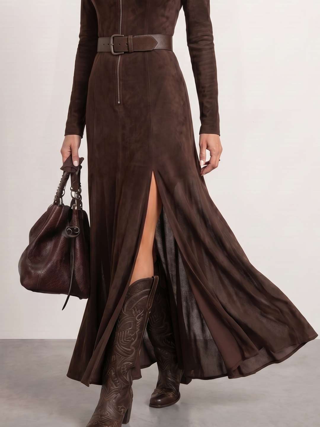 Vestido de antelina marrón