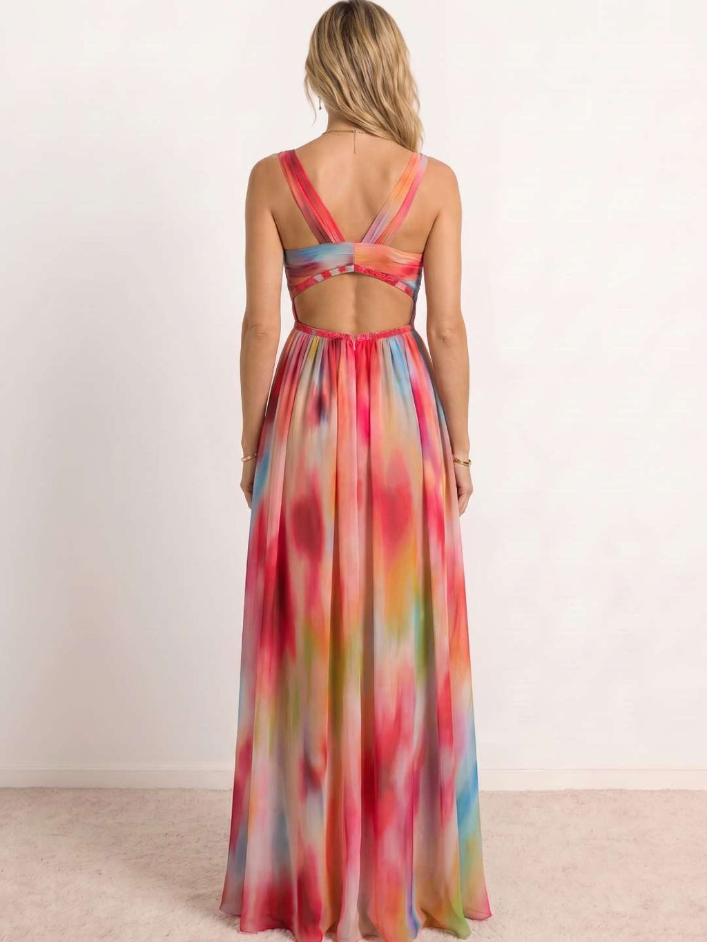 Vestido largo estampado multicolor