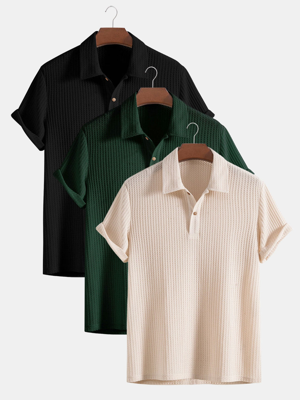 3 camisetas polo de punto tipo gofre