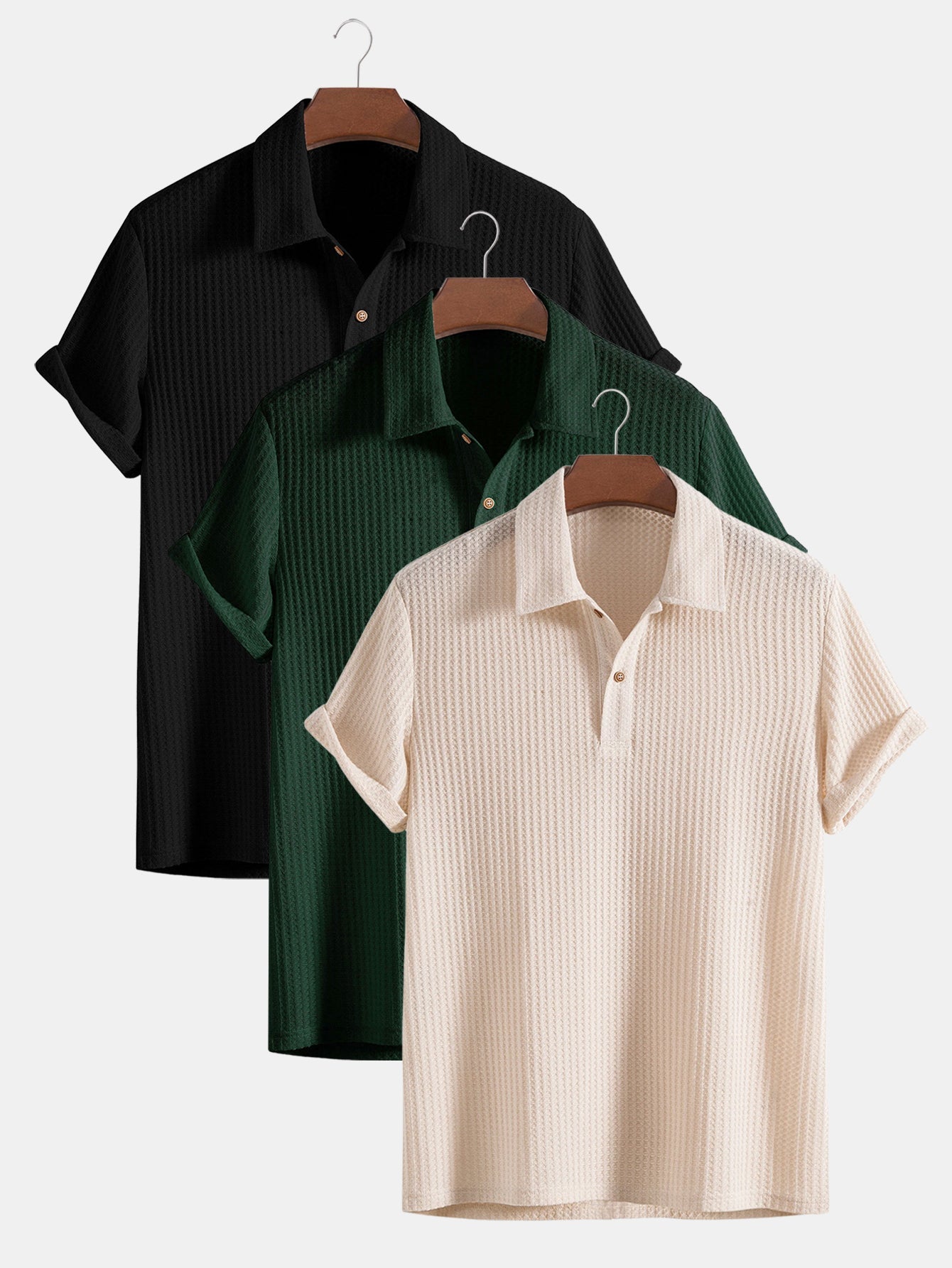 3 camisetas polo de punto tipo gofre