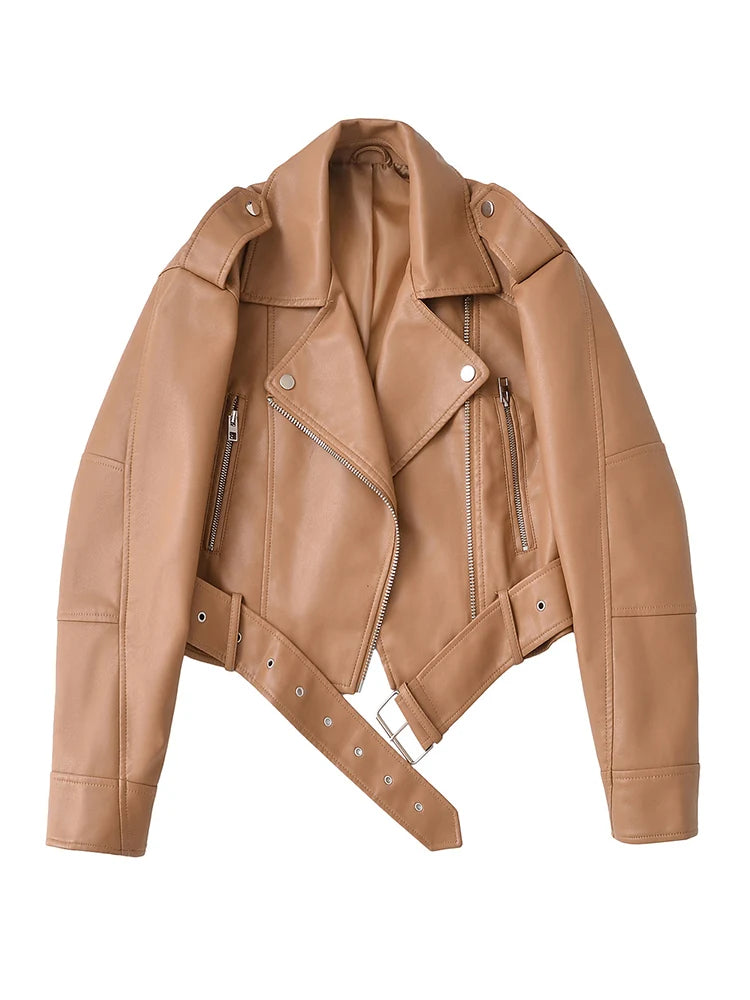 Chaqueta Biker de Piel Sintética con Cinturón