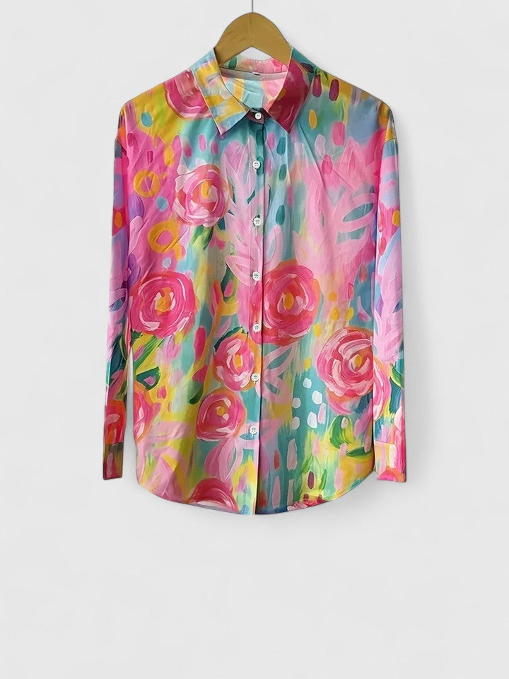 Anica - Blusa de Botones Artística y Vibrante
