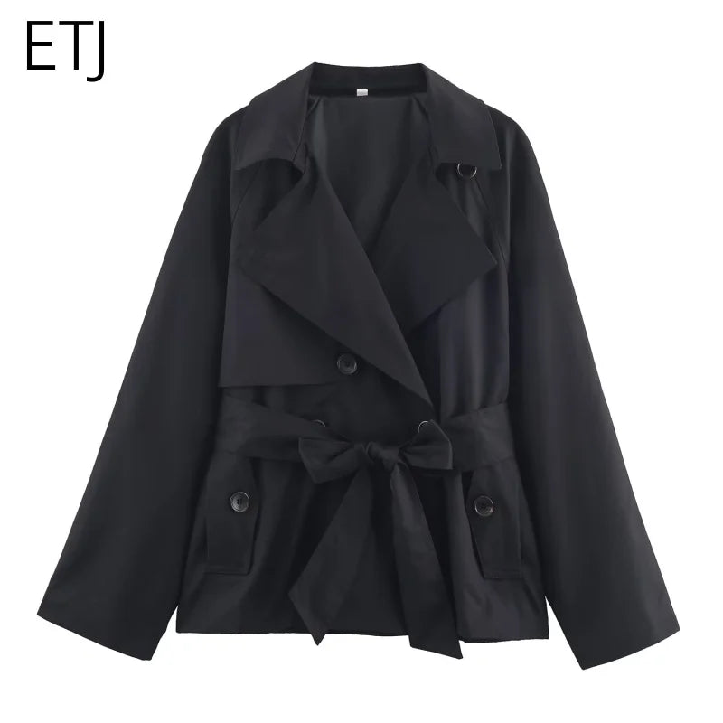 Trench Coat Cruzado Estilo Británico
