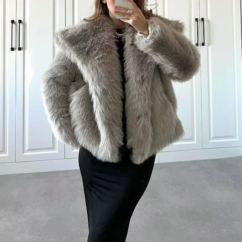 Chaqueta de Piel Sintética Mixta