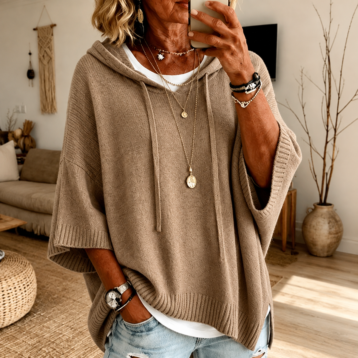 Manon – Jersey Poncho Topo