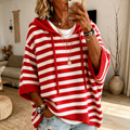 Charlotte – Jersey Poncho de Rayas Rojo