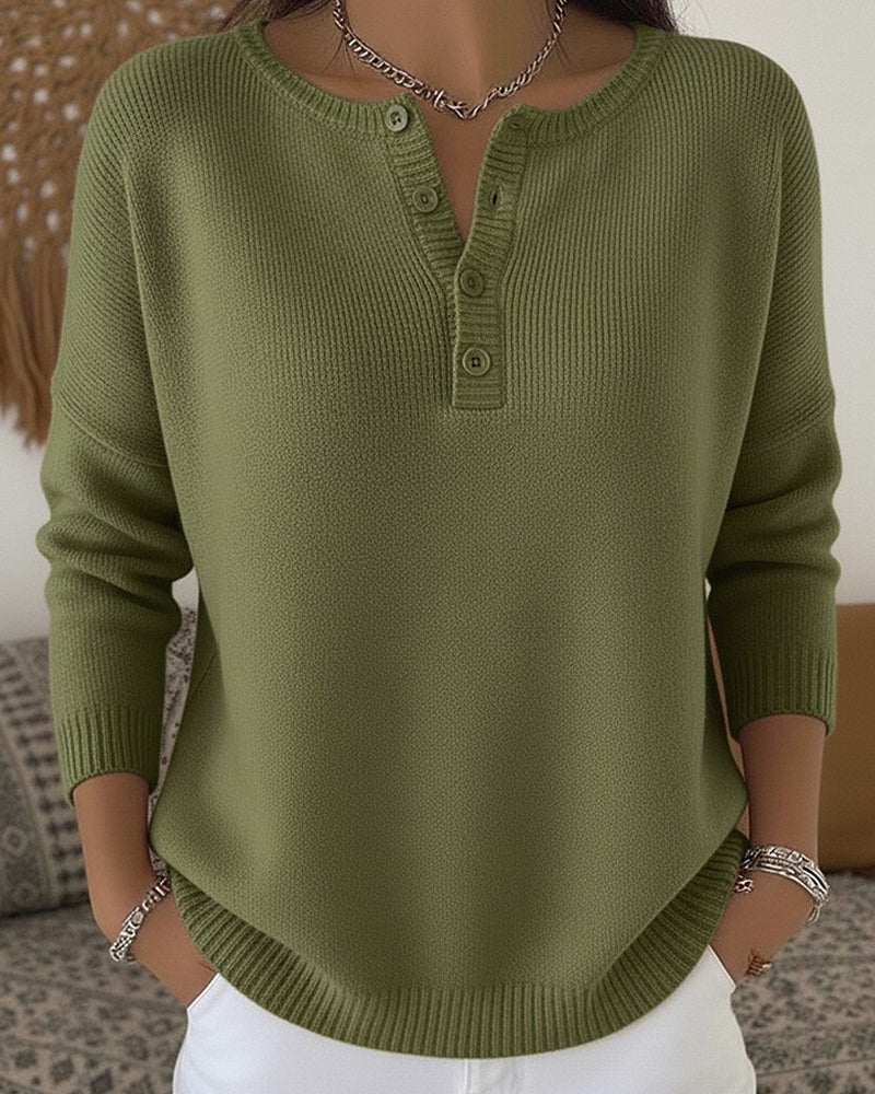 Helena | Suéter de Punto Henley con Botones
