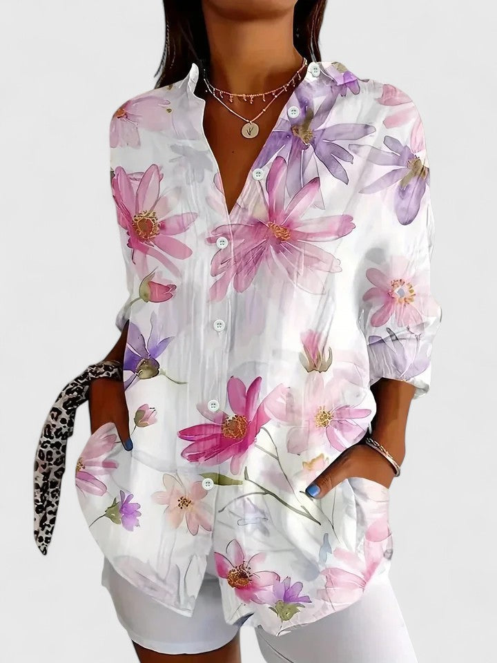 Anica - Blusa de Botones Artística y Vibrante