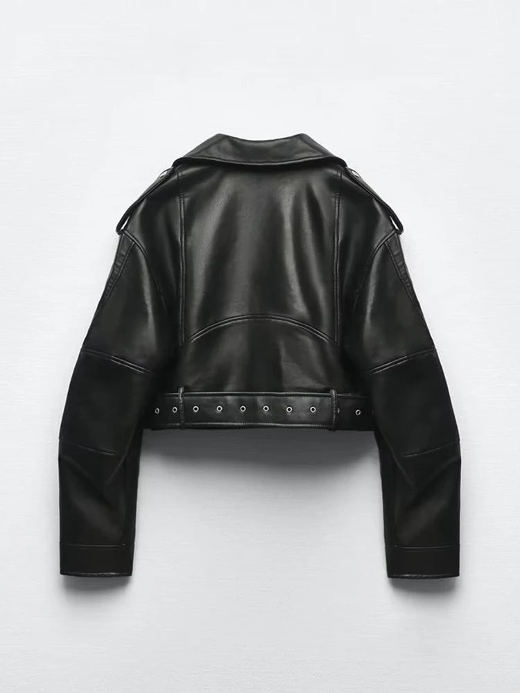Chaqueta Biker de Piel Sintética con Cinturón
