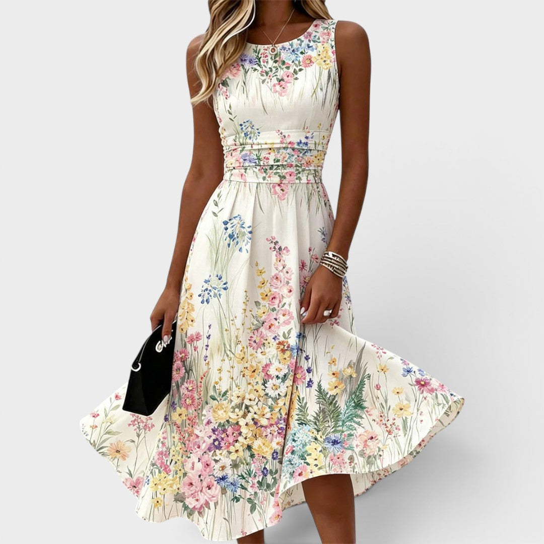 Kimberly: vestido midi floral sin mangas