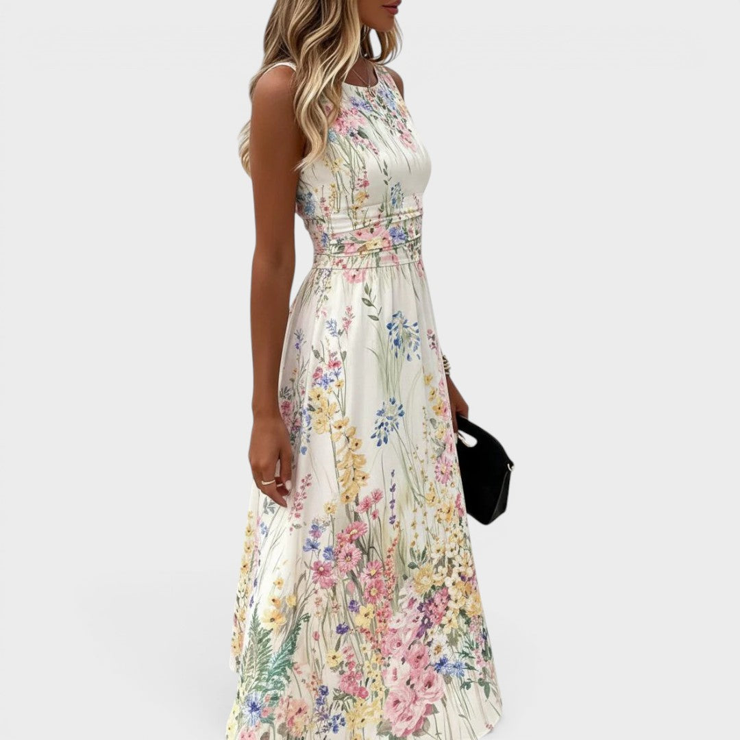 Kimberly: vestido midi floral sin mangas