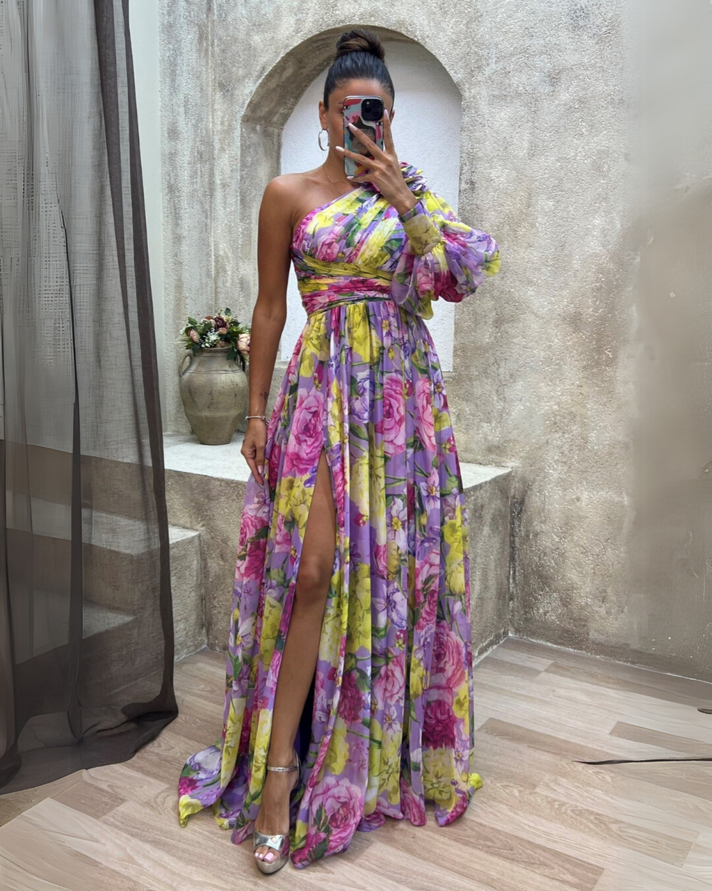 Selah | Vestido Maxi Floral de un Hombro