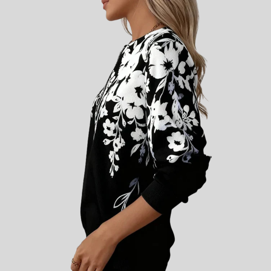Crimson™ | Sudadera con Cremallera y Estampado Floral