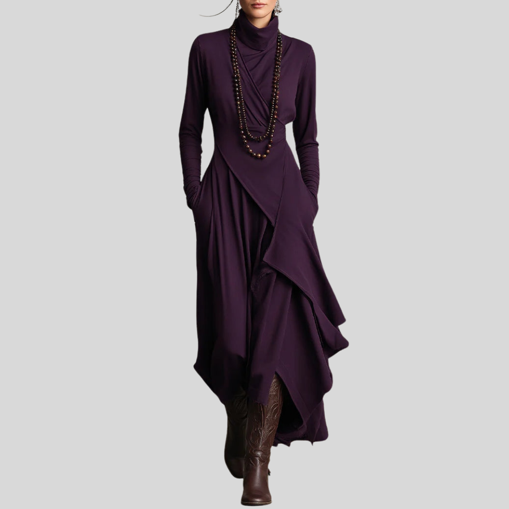 Marivelle™ | Vestido largo elegante de cuello alto
