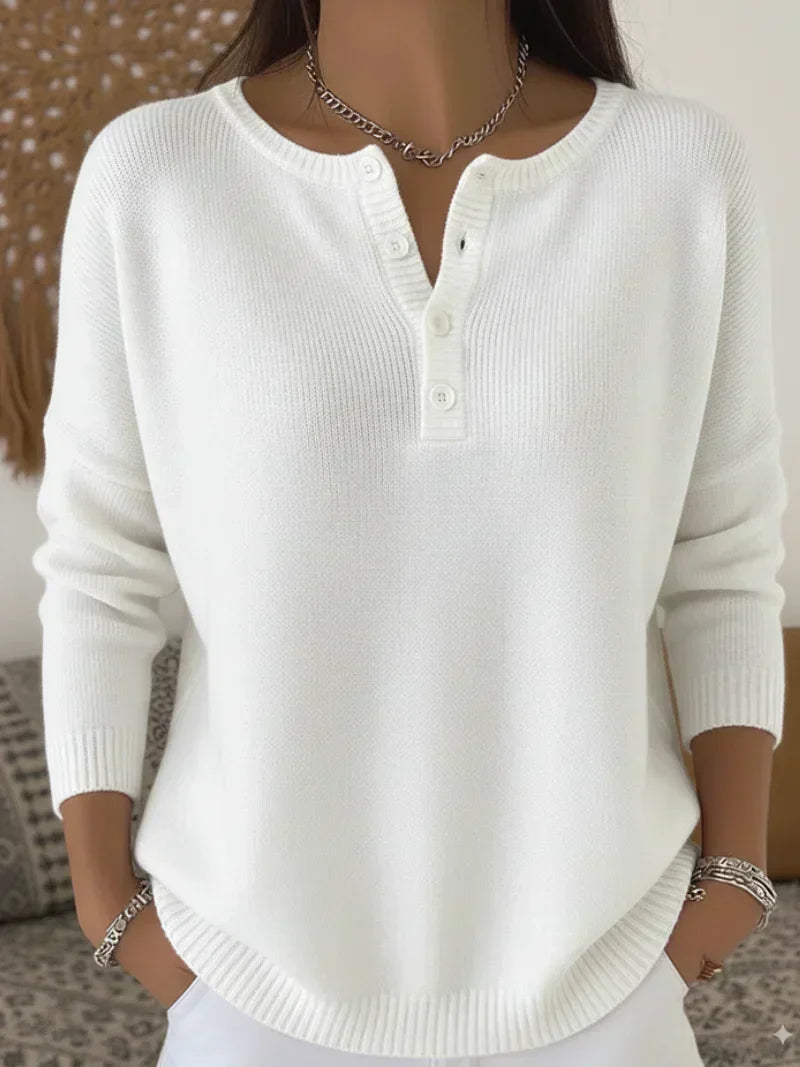 Helena | Suéter de Punto Henley con Botones