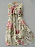 Vestido de Mujer Marley - Vestido de Verano con Estampado Floral Vintage y Cintura Ajustable