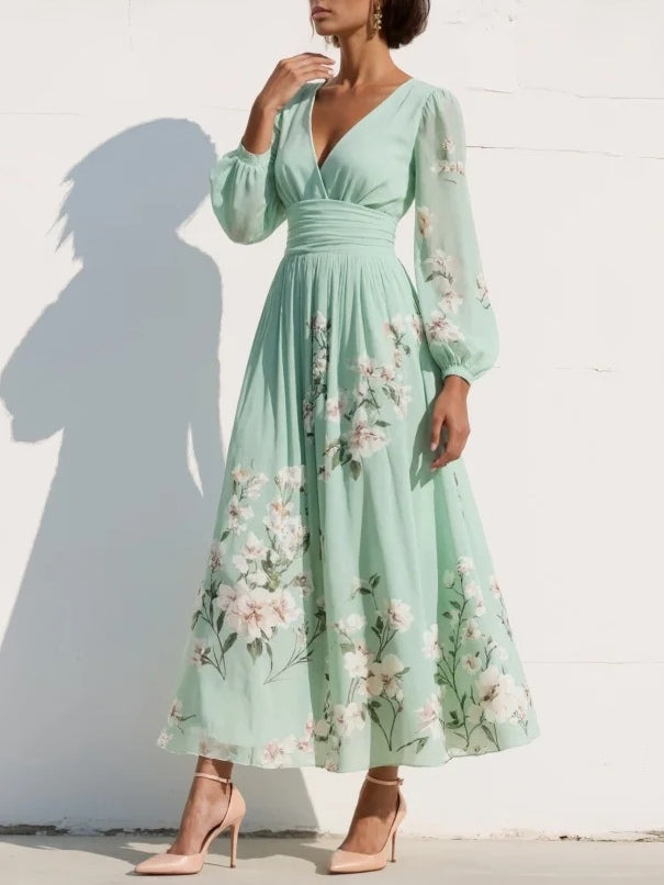 Emmeline | Vestido midi con manga abullonada