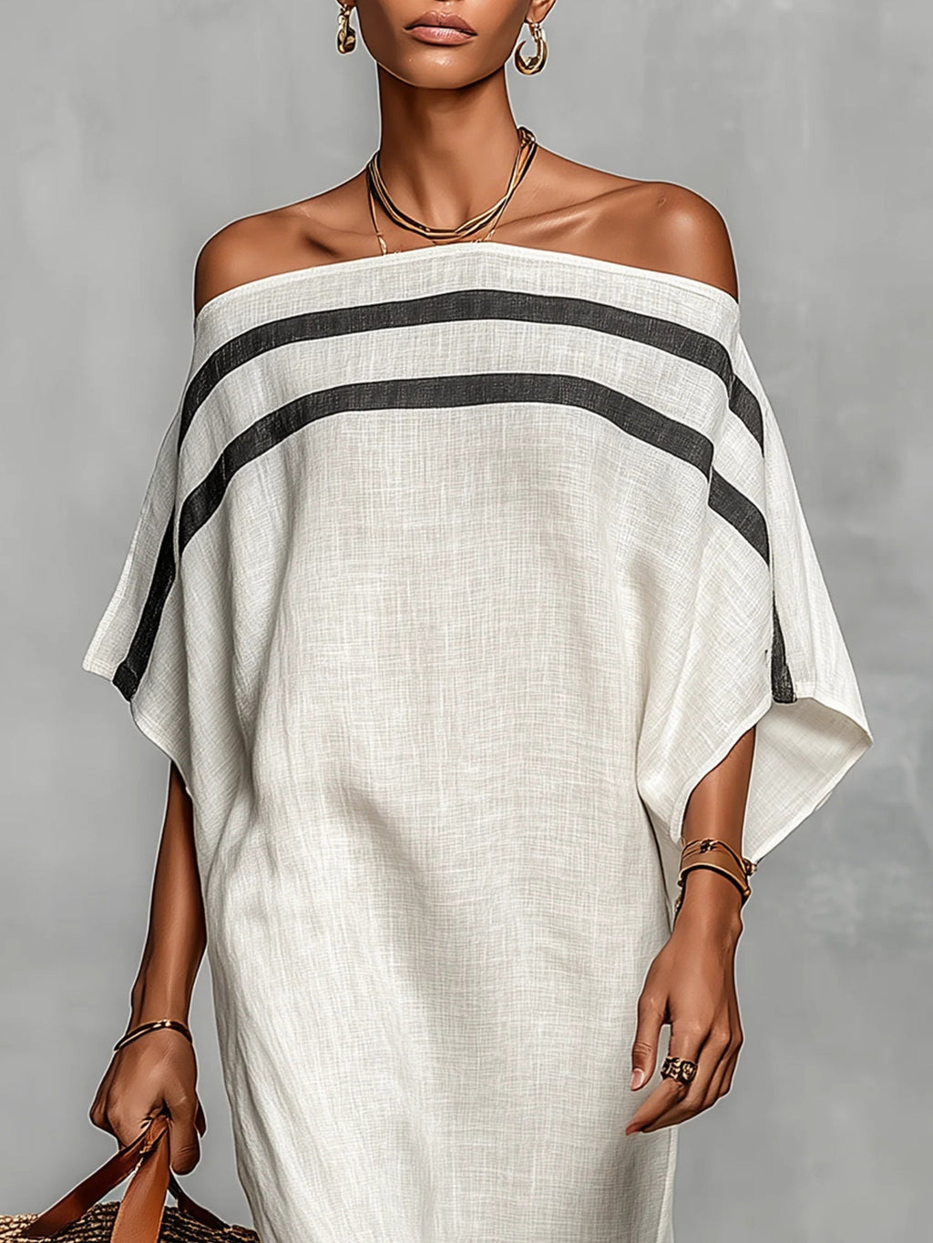 Aveline | Vestido Maxi Off-Shoulder con Mangas Murciélago