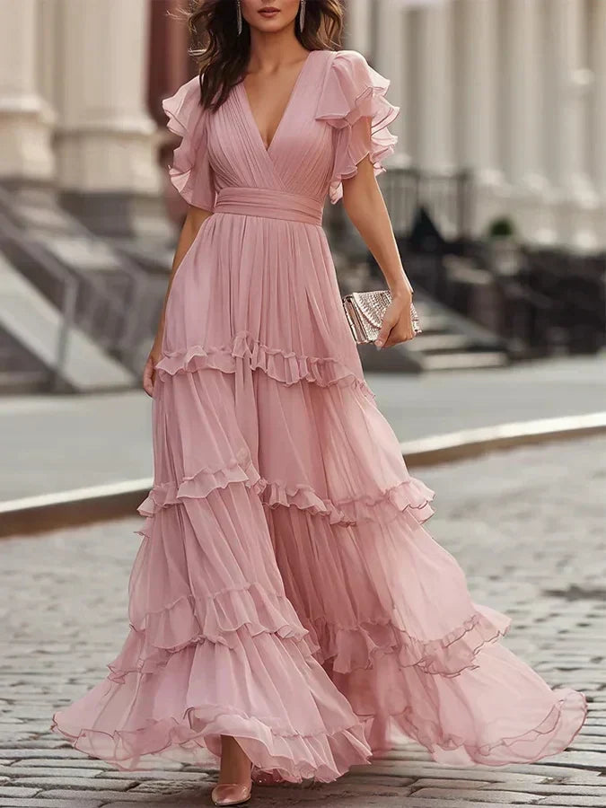 Zoe | Vestido Maxi Elegante de Boda en Rosa Claro