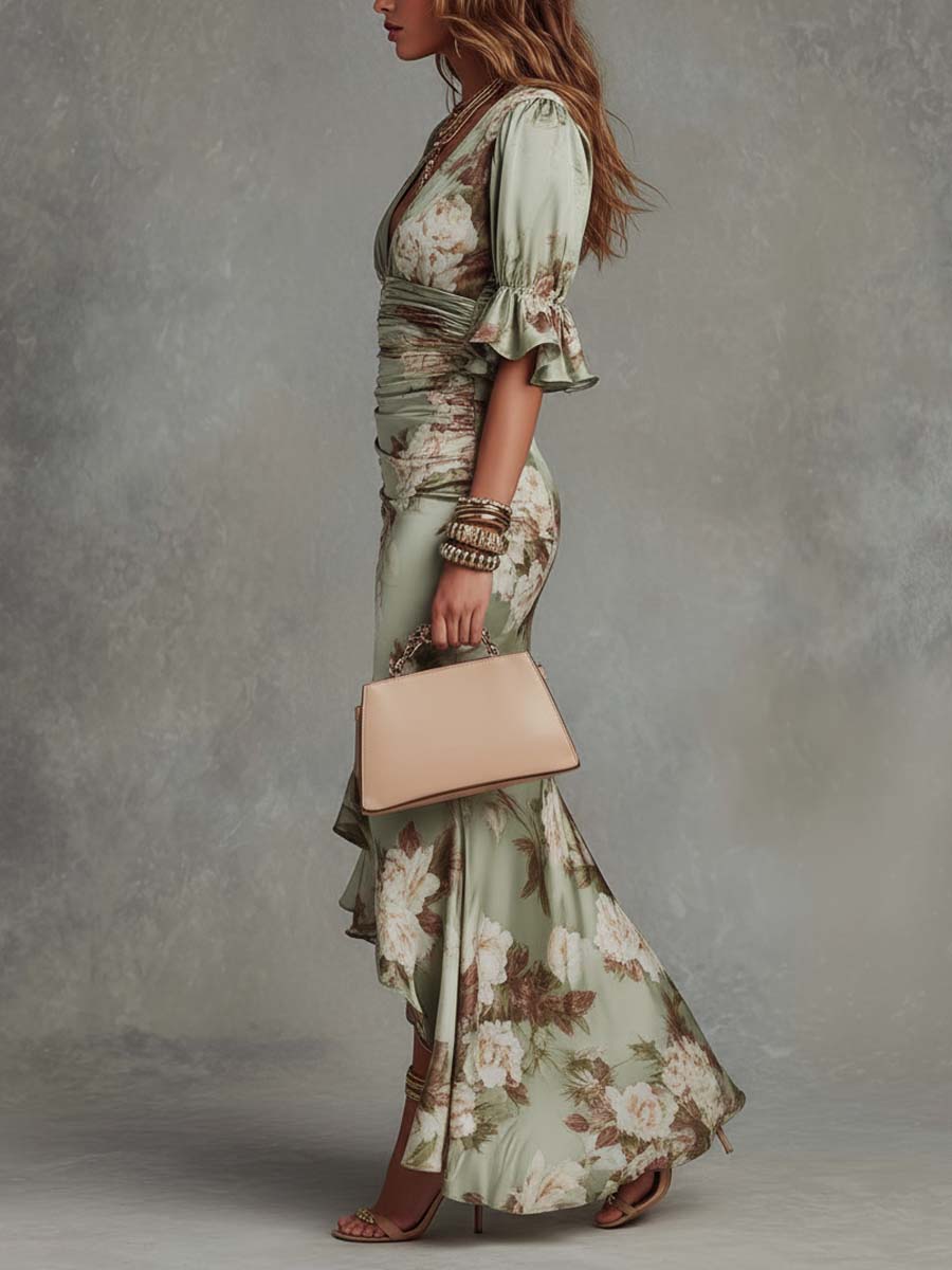 Cressida | Vestido largo floral fruncido