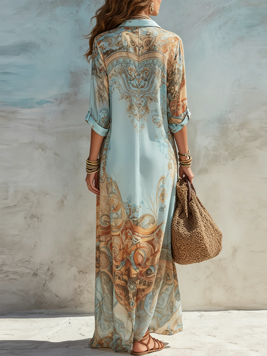 Lorena - Vestido camisero mediterráneo