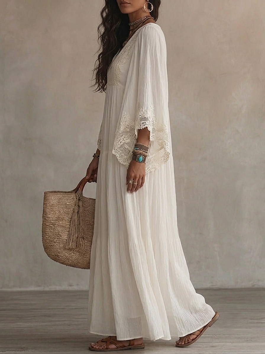 CELESTE | VESTIDO LARGO BOHO