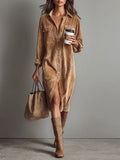 Aurovia, vestido camisero acampanado y elegante