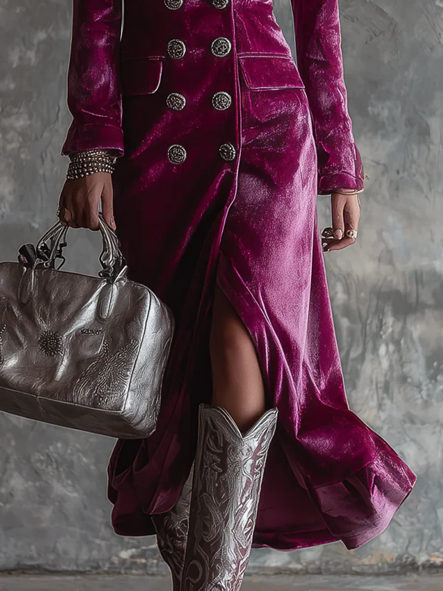 Vera™ | Vestido Maxi Blazer de Terciopelo