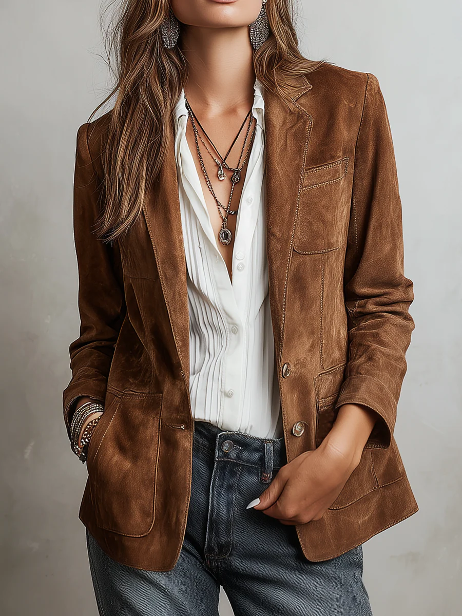 Blazer Vintage Marrón para Mujer
