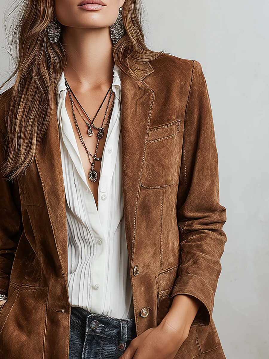 Blazer Vintage Marrón para Mujer