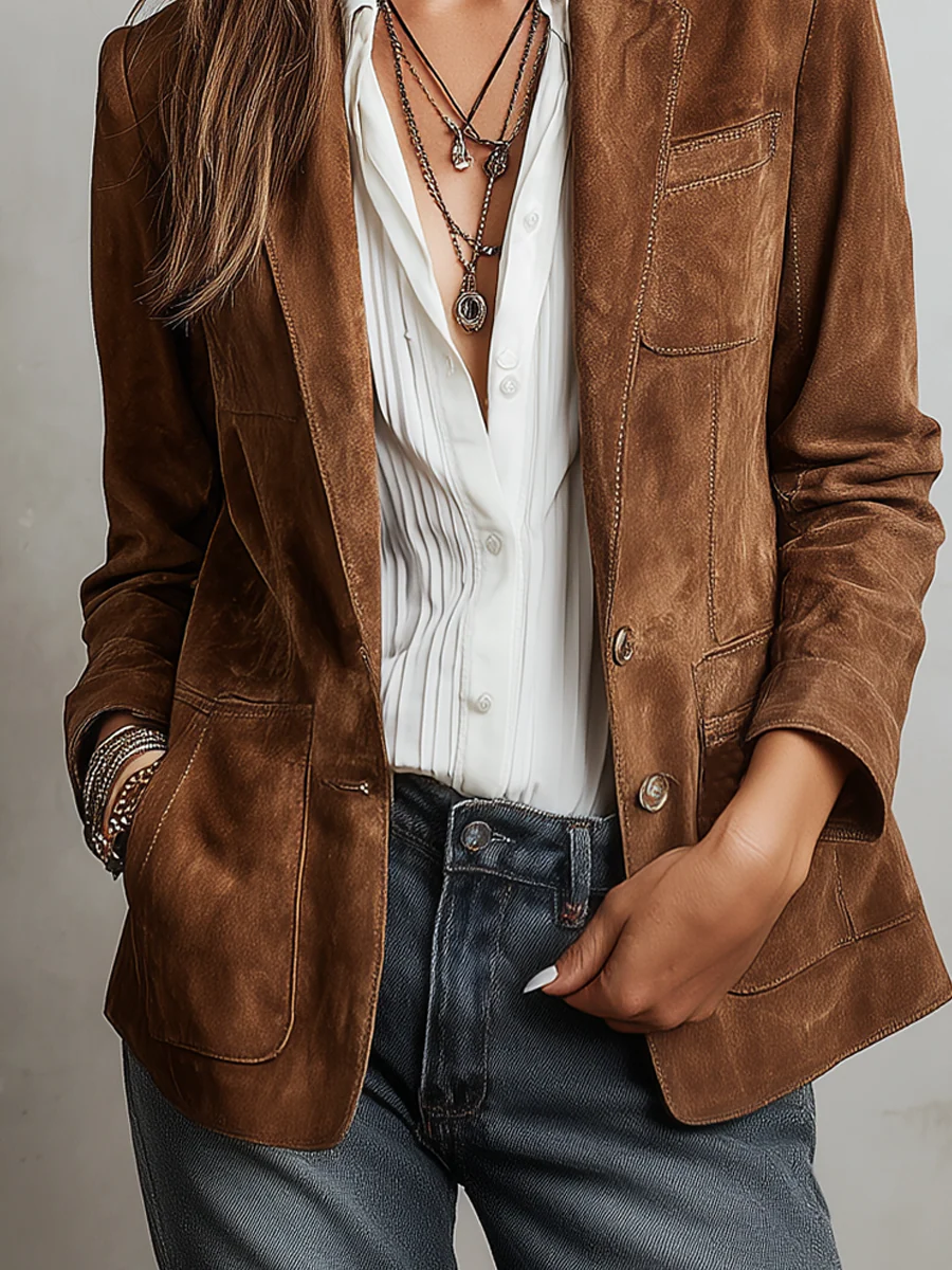 Blazer Vintage Marrón para Mujer