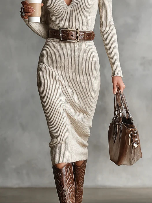 Clara ║ Vestido de Punto con Cuello Alto