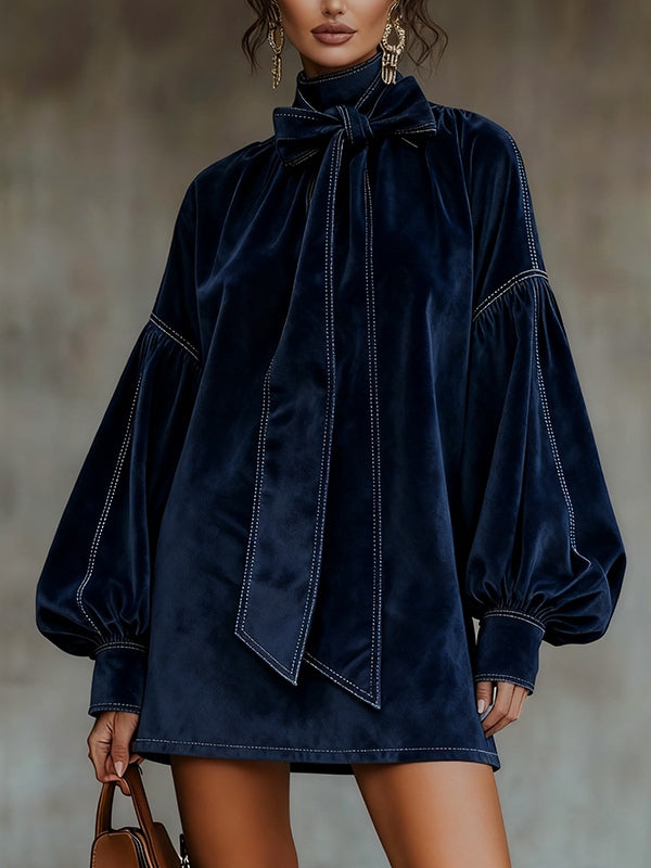 Trinidad | Vestido Mini de Terciopelo con Lazo