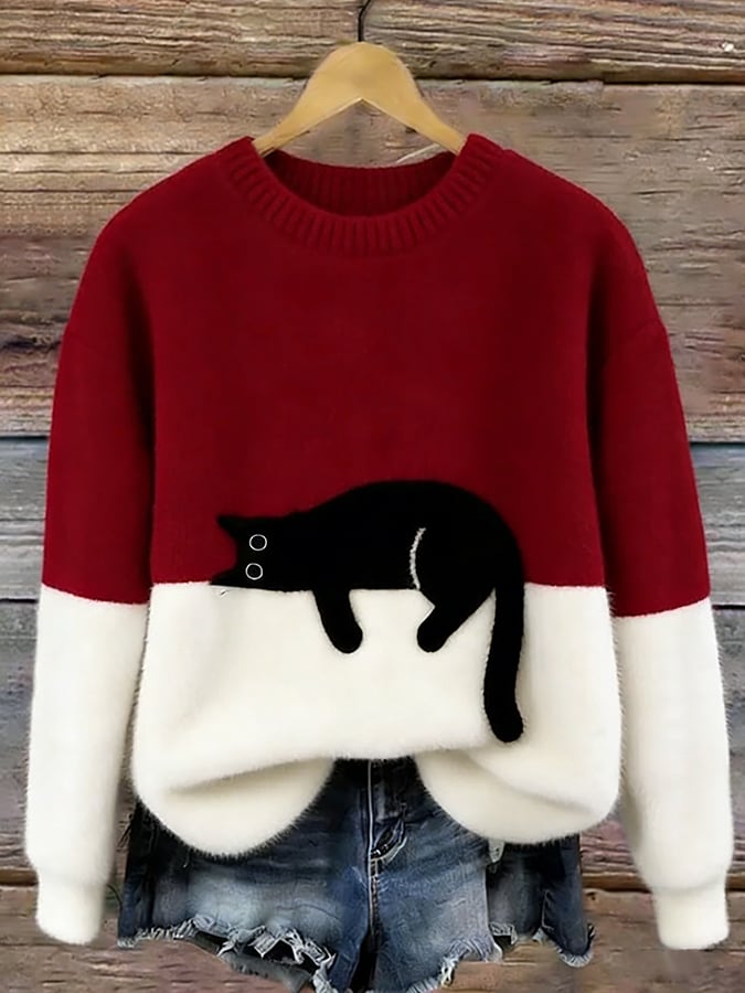 Aileen™ | Jersey Oversize Elegante con Estampado de Gatos