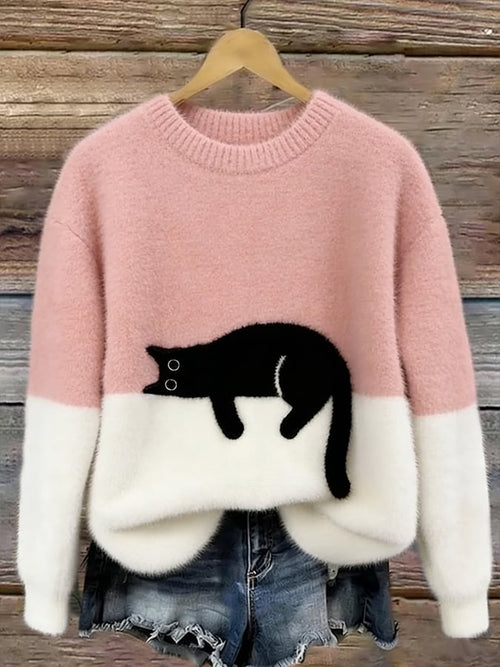 Aileen™ | Jersey Oversize Elegante con Estampado de Gatos