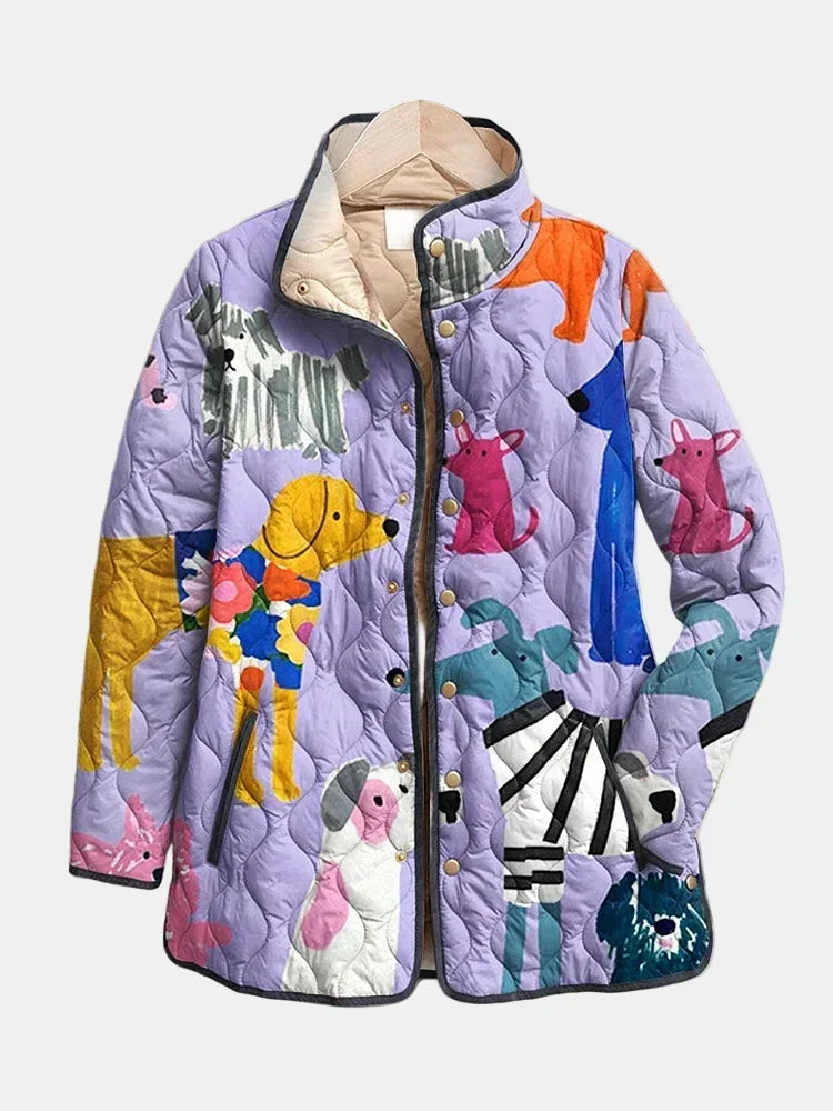 Rhea | Chaqueta Acolchada Casual con Estampado de Perros