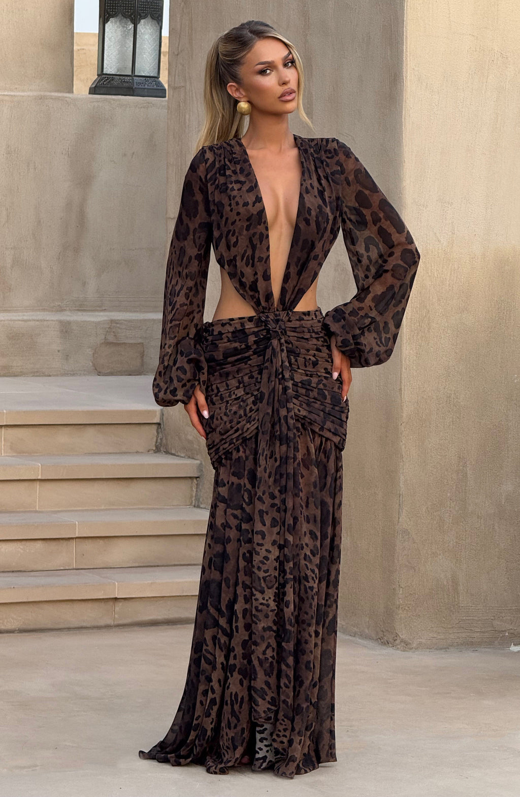 Andrina - Vestido Maxi con Estampado Leopardo