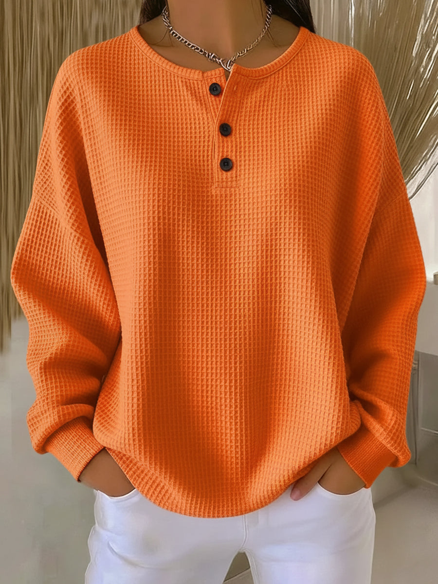 Mirabel | Sudadera Henley de Punto Gofre Acogedora