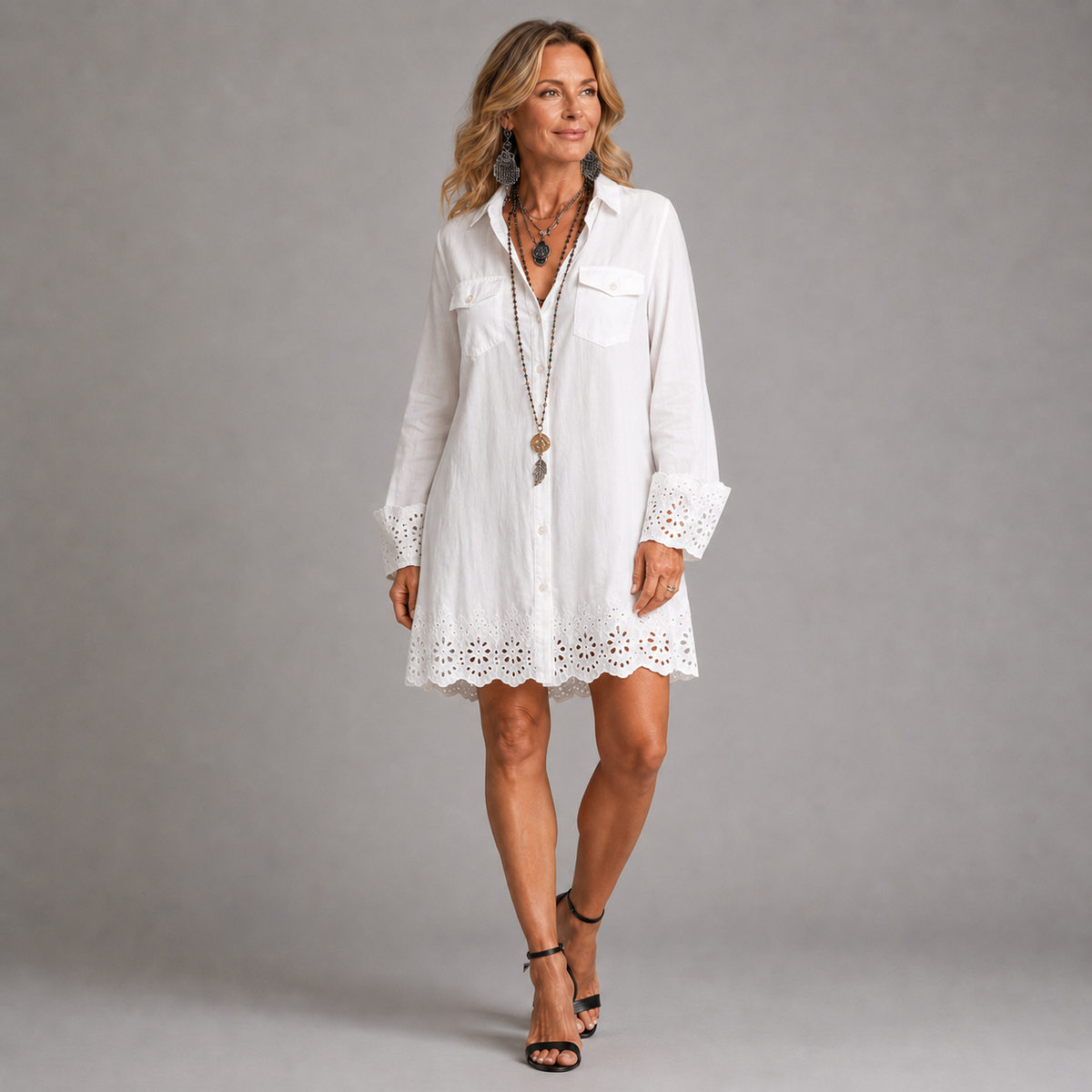 Alessia™ | Vestido corto camisero blanco
