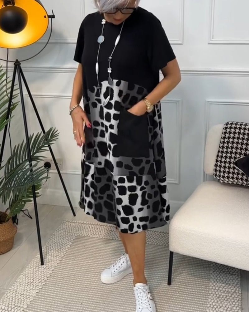 Marnie | Vestido Midi con Estampado de Contraste
