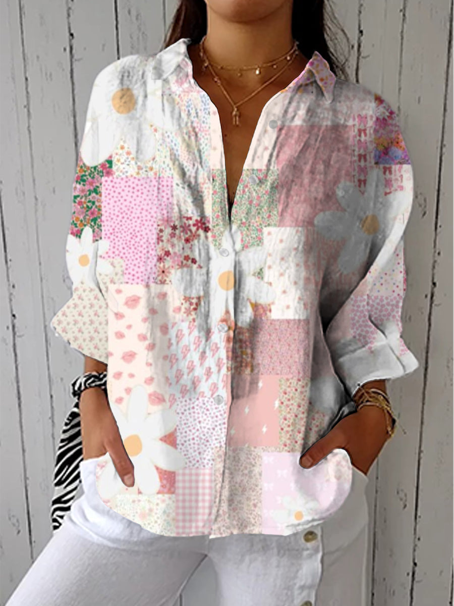 Fanny | Blusa de Patchwork con Margaritas