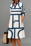 Nerina – Sofisticado vestido midi de rayas