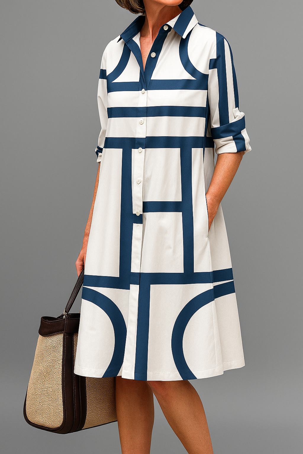 Nerina – Sofisticado vestido midi de rayas