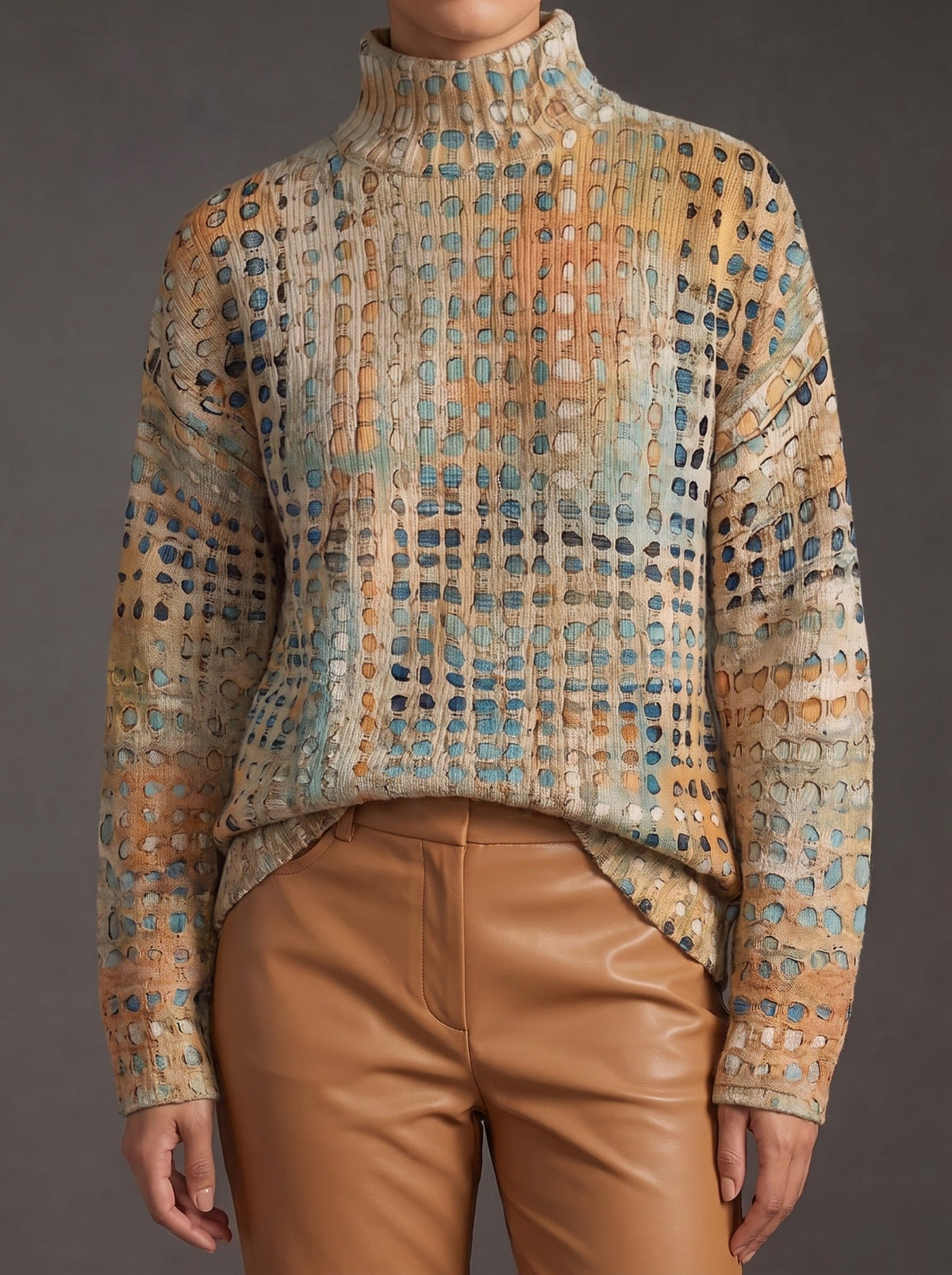 Bryndle™ | Jersey de cuello alto a cuadros de otoño